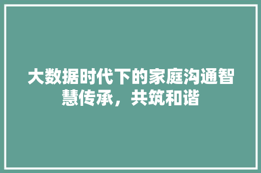 大数据时代下的家庭沟通智慧传承，共筑和谐