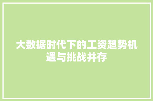大数据时代下的工资趋势机遇与挑战并存