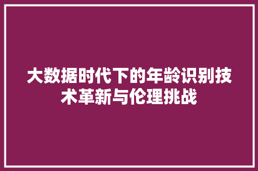 大数据时代下的年龄识别技术革新与伦理挑战
