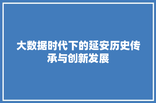 大数据时代下的延安历史传承与创新发展
