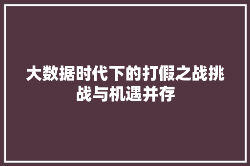 大数据时代下的打假之战挑战与机遇并存