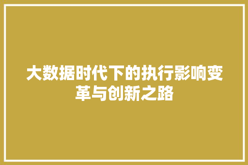 大数据时代下的执行影响变革与创新之路