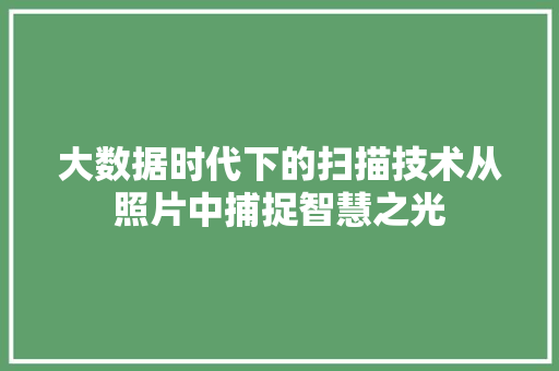 大数据时代下的扫描技术从照片中捕捉智慧之光