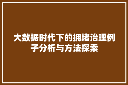 大数据时代下的拥堵治理例子分析与方法探索
