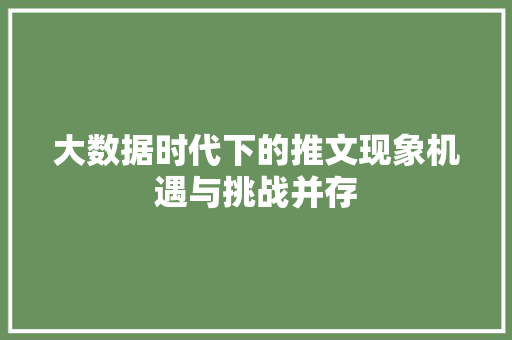 大数据时代下的推文现象机遇与挑战并存