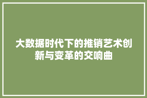 大数据时代下的推销艺术创新与变革的交响曲