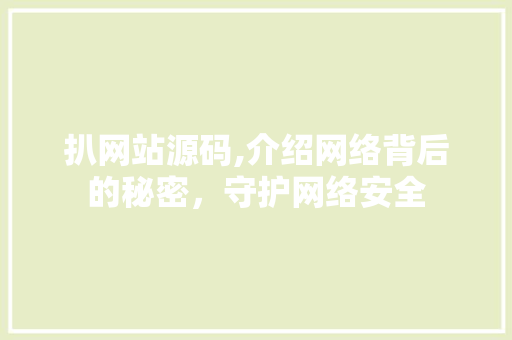 扒网站源码,介绍网络背后的秘密，守护网络安全
