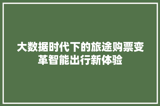 大数据时代下的旅途购票变革智能出行新体验