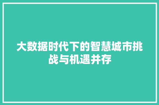 大数据时代下的智慧城市挑战与机遇并存