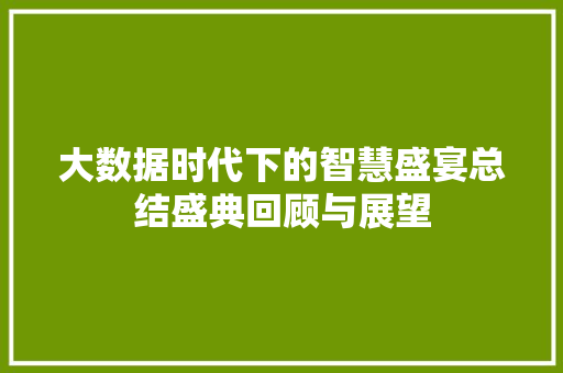 大数据时代下的智慧盛宴总结盛典回顾与展望