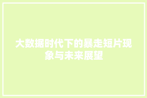 大数据时代下的暴走短片现象与未来展望