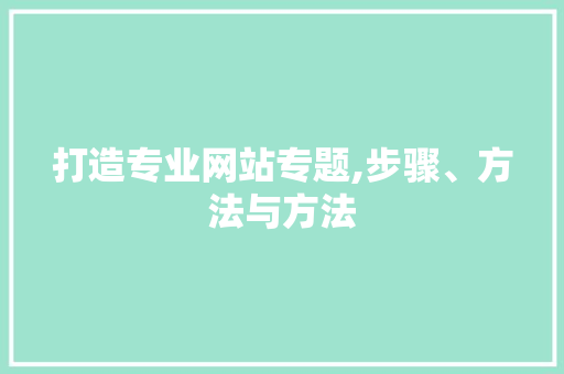 打造专业网站专题,步骤、方法与方法