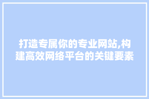 打造专属你的专业网站,构建高效网络平台的关键要素