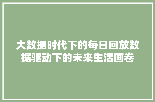 大数据时代下的每日回放数据驱动下的未来生活画卷