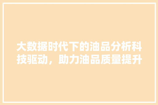 大数据时代下的油品分析科技驱动，助力油品质量提升