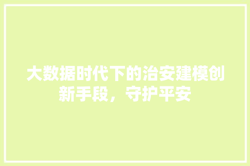 大数据时代下的治安建模创新手段，守护平安