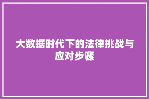 大数据时代下的法律挑战与应对步骤