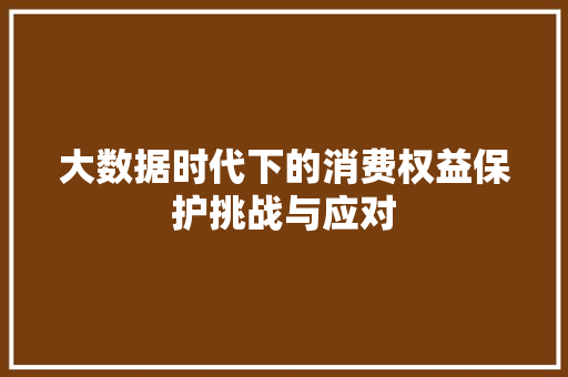 大数据时代下的消费权益保护挑战与应对