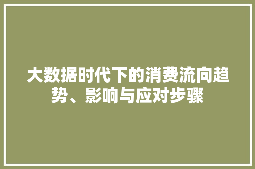 大数据时代下的消费流向趋势、影响与应对步骤