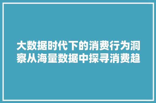 大数据时代下的消费行为洞察从海量数据中探寻消费趋势