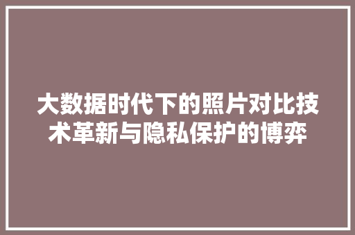 大数据时代下的照片对比技术革新与隐私保护的博弈