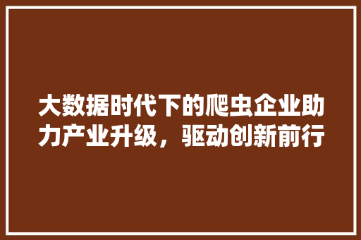 大数据时代下的爬虫企业助力产业升级,驱动创新前行 大数据时代下的爬虫企业助力产业升级,驱动创新前行