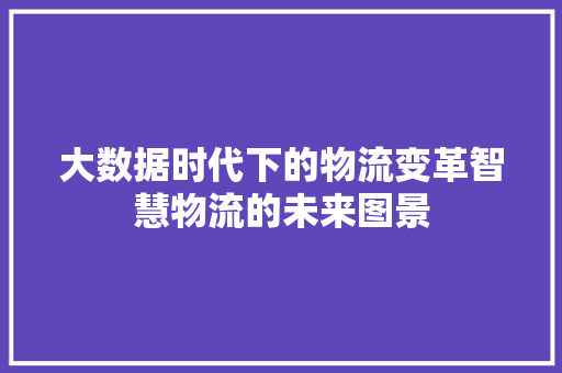 大数据时代下的物流变革智慧物流的未来图景 大数据时代下的物流变革智慧物流的未来图景