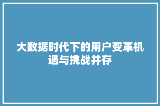 大数据时代下的用户变革机遇与挑战并存