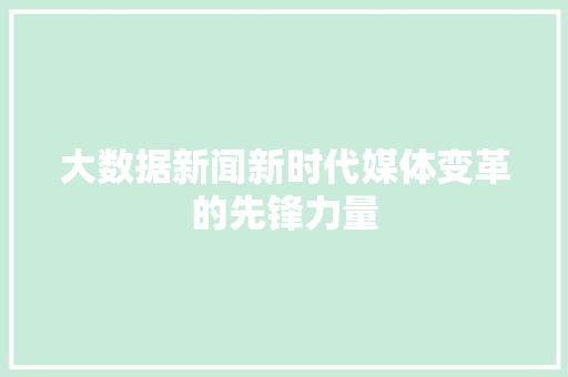 大数据新闻新时代媒体变革的先锋力量