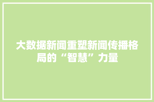 大数据新闻重塑新闻传播格局的“智慧”力量