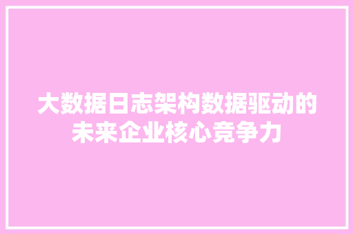 大数据日志架构数据驱动的未来企业核心竞争力 SEO教程