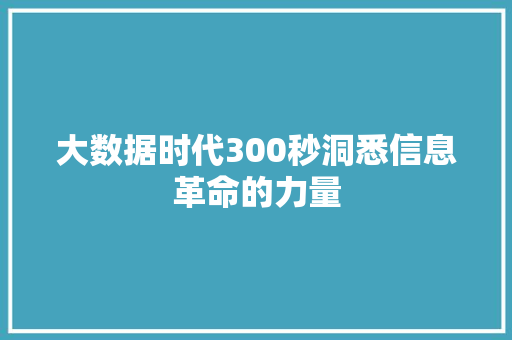 大数据时代300秒洞悉信息革命的力量