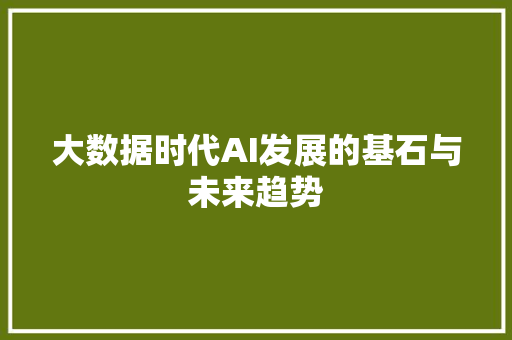 大数据时代AI发展的基石与未来趋势