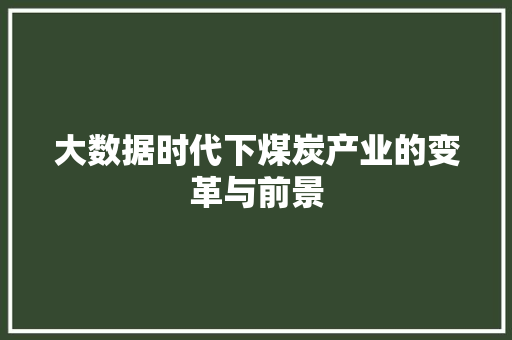 大数据时代下煤炭产业的变革与前景 友链在线