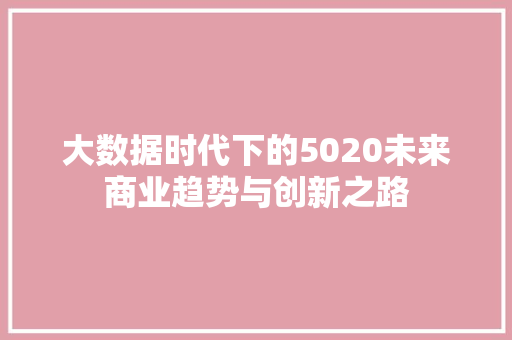 大数据时代下的5020未来商业趋势与创新之路 建站教程