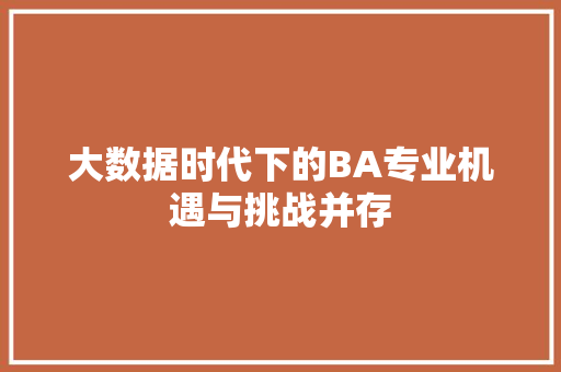 大数据时代下的BA专业机遇与挑战并存