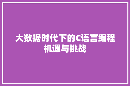 大数据时代下的C语言编程机遇与挑战 Web前端