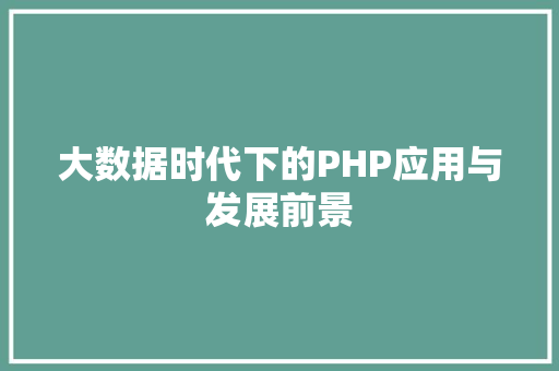 大数据时代下的PHP应用与发展前景