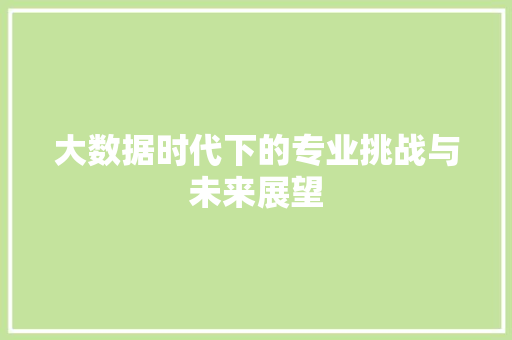 大数据时代下的专业挑战与未来展望