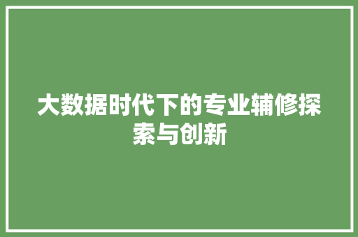大数据时代下的专业辅修探索与创新