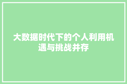 大数据时代下的个人利用机遇与挑战并存