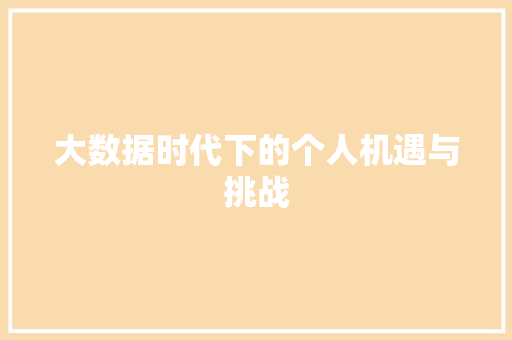 大数据时代下的个人机遇与挑战