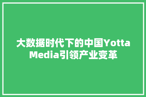 大数据时代下的中国YottaMedia引领产业变革