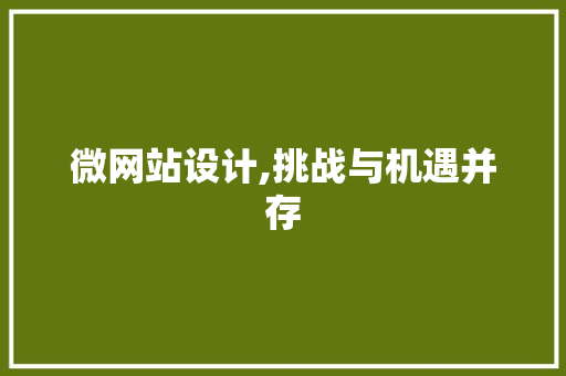 微网站设计,挑战与机遇并存