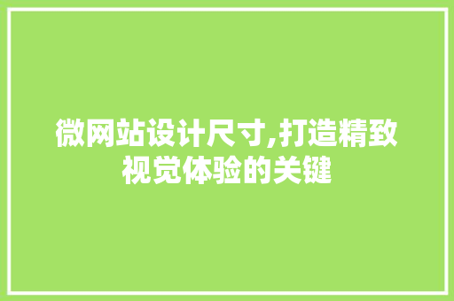 微网站设计尺寸,打造精致视觉体验的关键