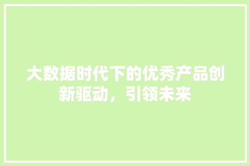 大数据时代下的优秀产品创新驱动，引领未来