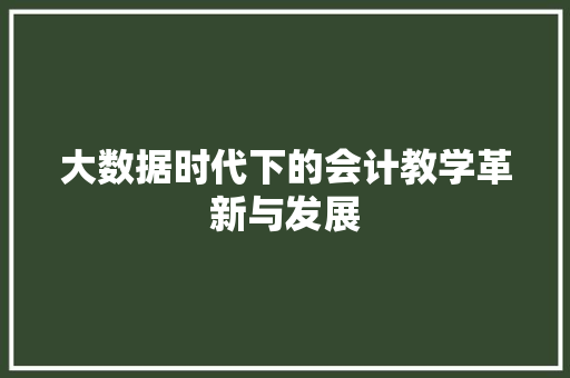 大数据时代下的会计教学革新与发展