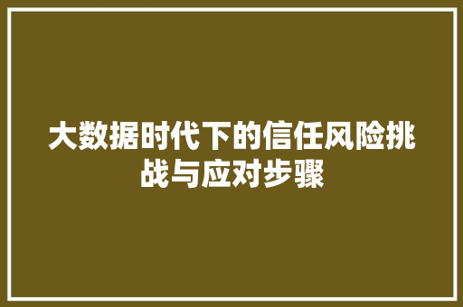 大数据时代下的信任风险挑战与应对步骤