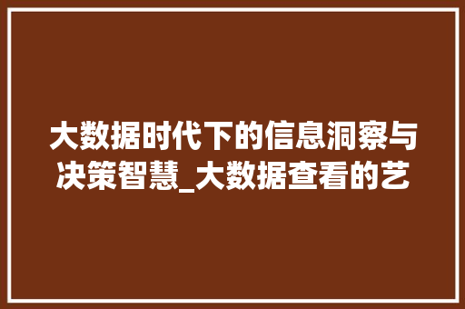 大数据时代下的信息洞察与决策智慧_大数据查看的艺术