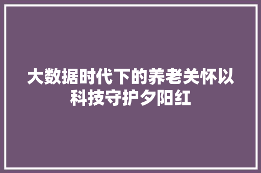 大数据时代下的养老关怀以科技守护夕阳红